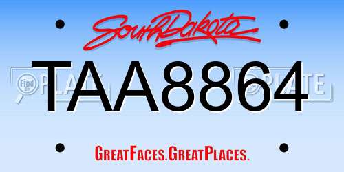 TAA8864 South Dakota License Plate