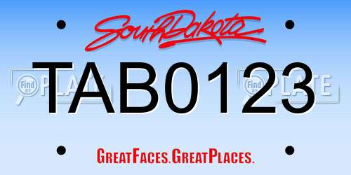 TAB0123 South Dakota License Plate