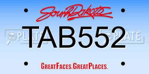 TAB552 South Dakota License Plate