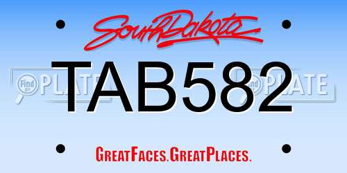TAB582 South Dakota License Plate