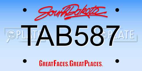 TAB587 South Dakota License Plate