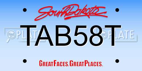 TAB58T South Dakota License Plate
