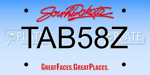 TAB58Z South Dakota License Plate