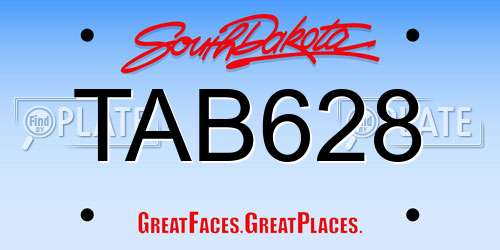 TAB628 South Dakota License Plate