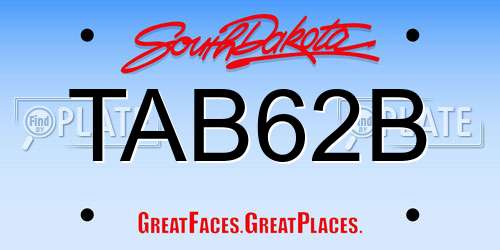 TAB62B South Dakota License Plate
