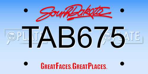 TAB675 South Dakota License Plate