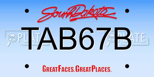 TAB67B South Dakota License Plate