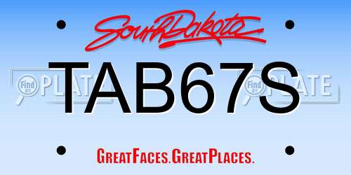 TAB67S South Dakota License Plate
