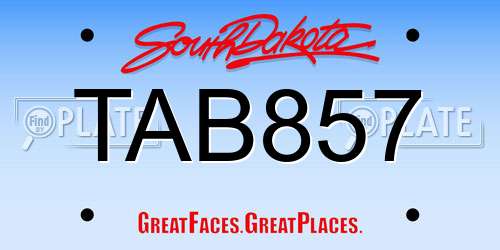 TAB857 South Dakota License Plate