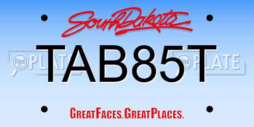 TAB85T South Dakota License Plate