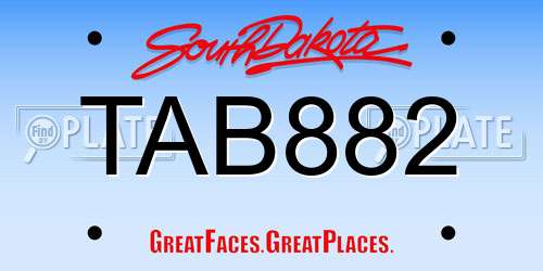 TAB882 South Dakota License Plate
