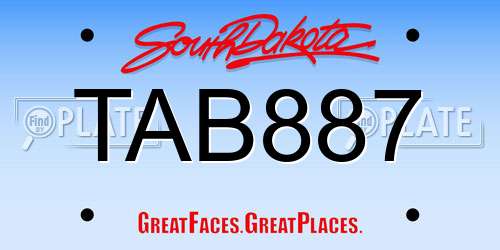 TAB887 South Dakota License Plate