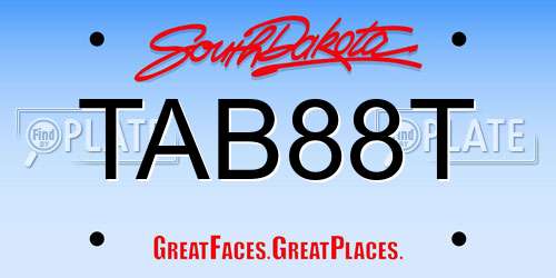 TAB88T South Dakota License Plate