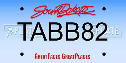 TABB82 South Dakota License Plate
