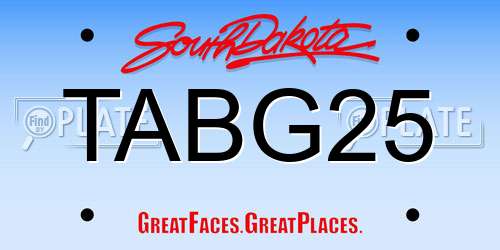 TABG25 South Dakota License Plate