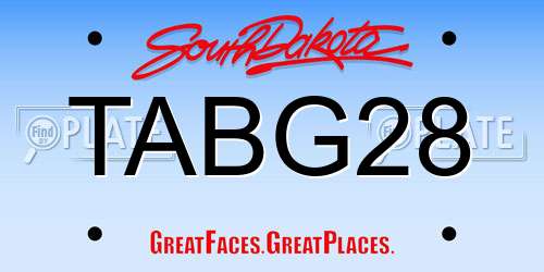TABG28 South Dakota License Plate