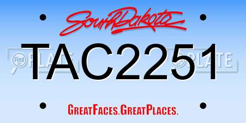 TAC2251 South Dakota License Plate