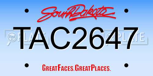 TAC2647 South Dakota License Plate