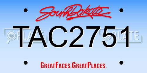 TAC2751 South Dakota License Plate