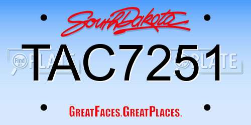 TAC7251 South Dakota License Plate