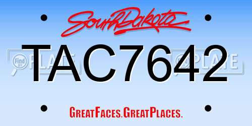 TAC7642 South Dakota License Plate