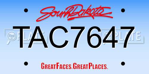TAC7647 South Dakota License Plate