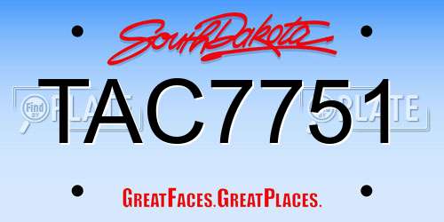TAC7751 South Dakota License Plate