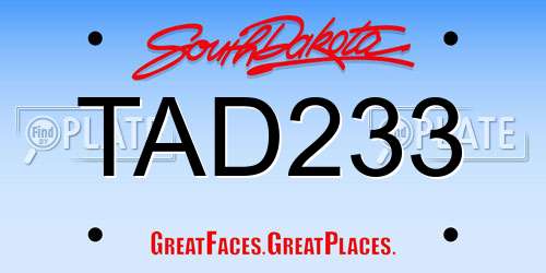 TAD233 South Dakota License Plate