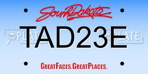 TAD23E South Dakota License Plate