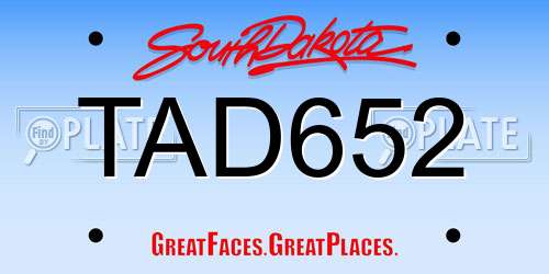 TAD652 South Dakota License Plate
