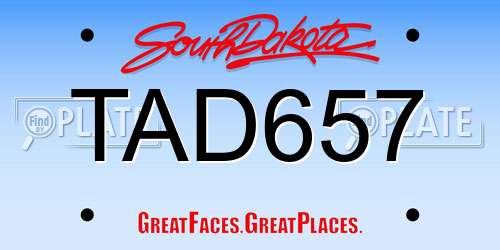 TAD657 South Dakota License Plate