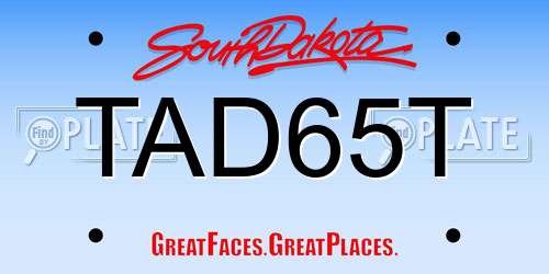 TAD65T South Dakota License Plate