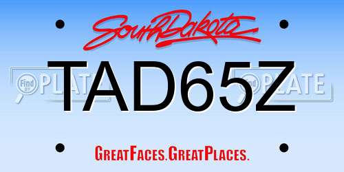 TAD65Z South Dakota License Plate