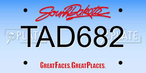TAD682 South Dakota License Plate
