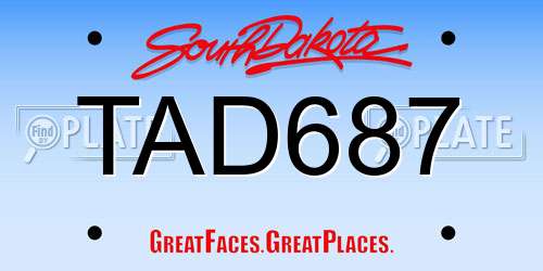 TAD687 South Dakota License Plate