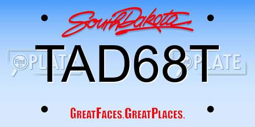 TAD68T South Dakota License Plate