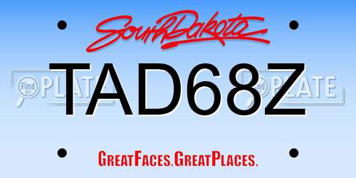 TAD68Z South Dakota License Plate