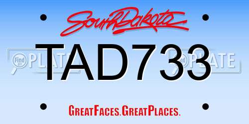 TAD733 South Dakota License Plate