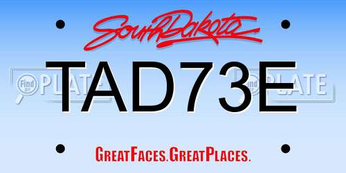 TAD73E South Dakota License Plate