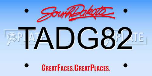 TADG82 South Dakota License Plate