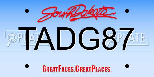TADG87 South Dakota License Plate