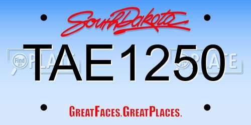 TAE1250 South Dakota License Plate
