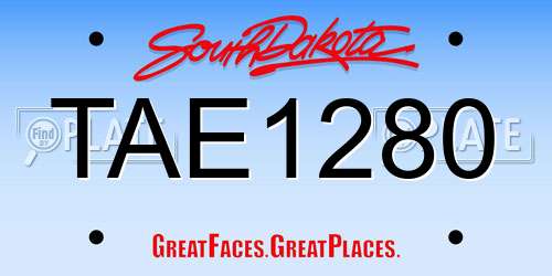 TAE1280 South Dakota License Plate