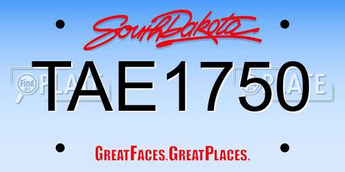 TAE1750 South Dakota License Plate