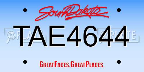 TAE4644 South Dakota License Plate