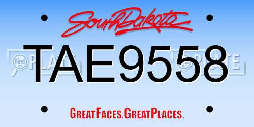 TAE9558 South Dakota License Plate