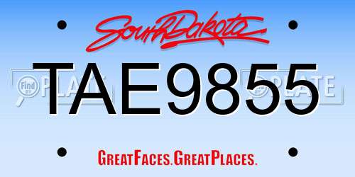 TAE9855 South Dakota License Plate