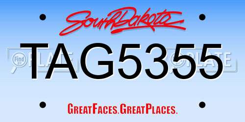 TAG5355 South Dakota License Plate