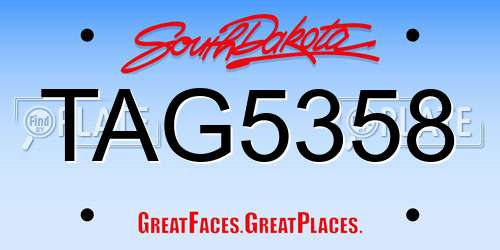 TAG5358 South Dakota License Plate