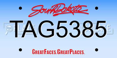 TAG5385 South Dakota License Plate